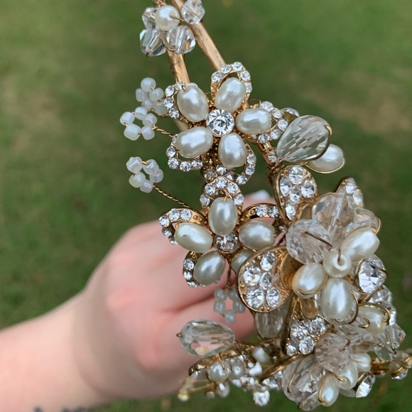 Rhinestone & Pearl Flower Crown - Picture 12 of 15